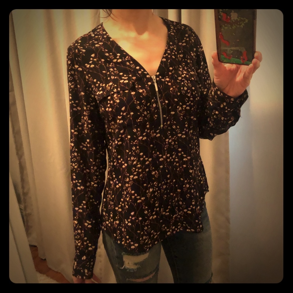 Express | Floral Chelsea Popover Blouse